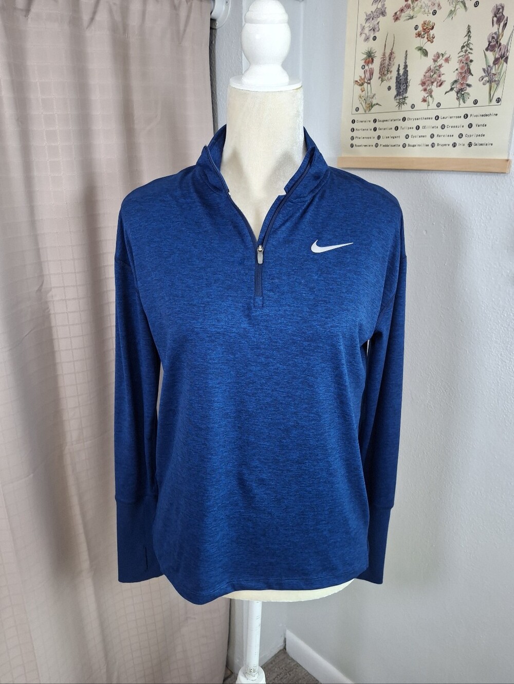 Nike Running Dri-Fit Blue 1/4 Zipper Pullover Mock Neck Size Small